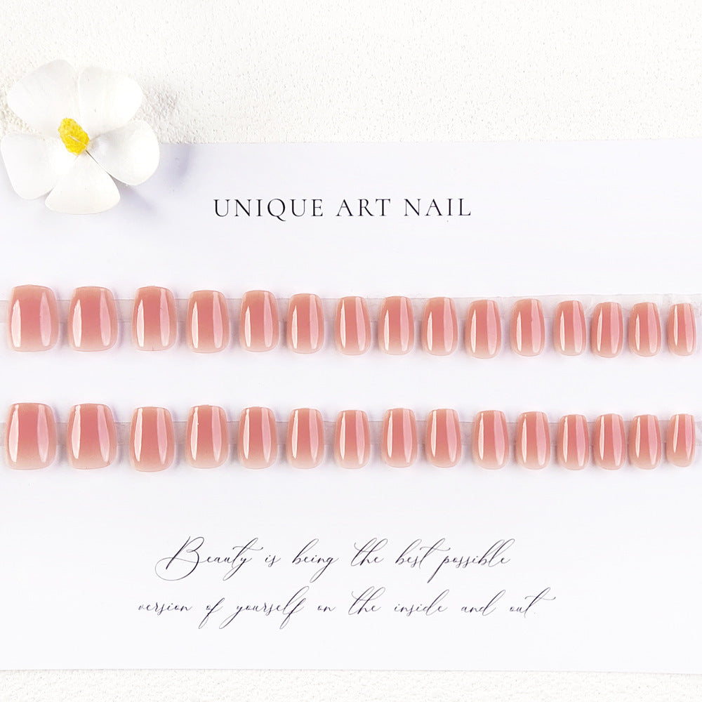 30 pièces en forme de cercueil court Élégant et simple Gradient Blush Jelly Powder Nail Art Set.L