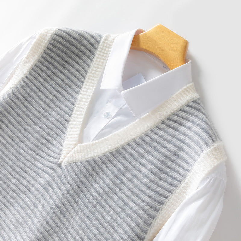 Chandail de laine de l'hiver pour hommes Chandail rayé V-Neck