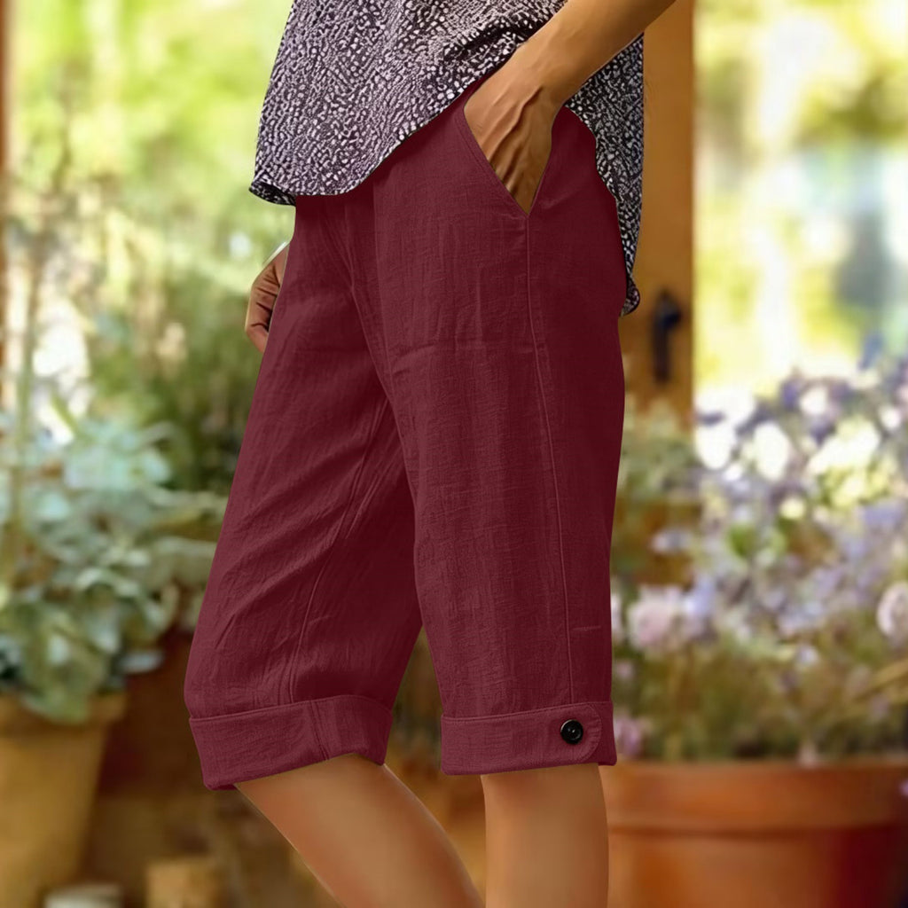 Coton et Linge de maison pour femmes, short lombaire avec ourlet et poches