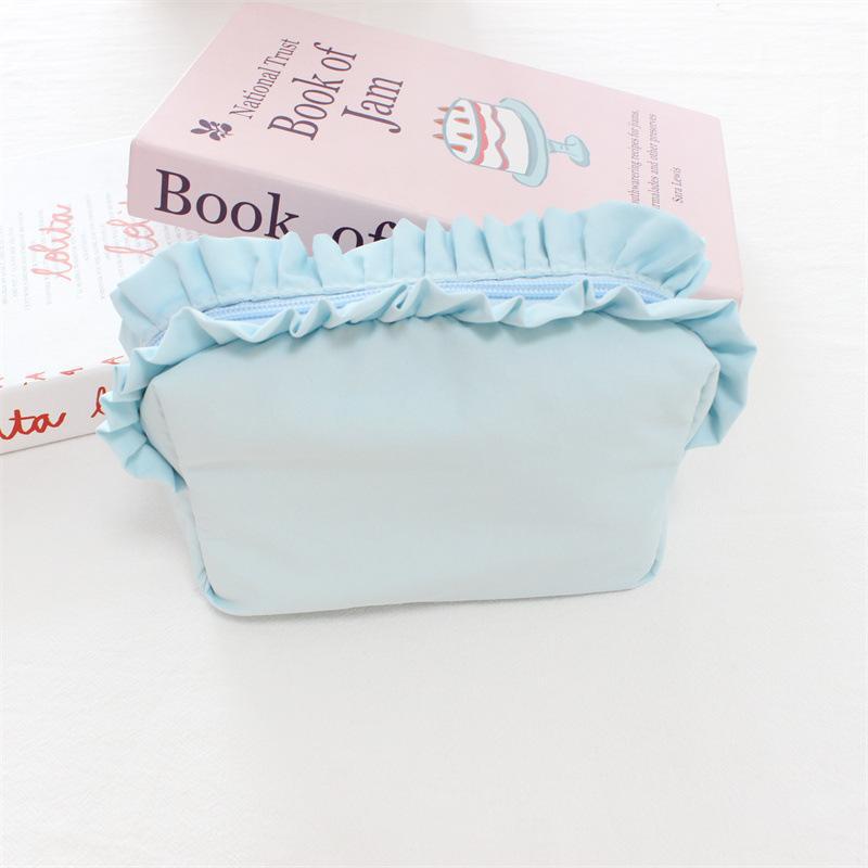 Sac de maquillage Ruffled style coréen simple en nylon imperméable