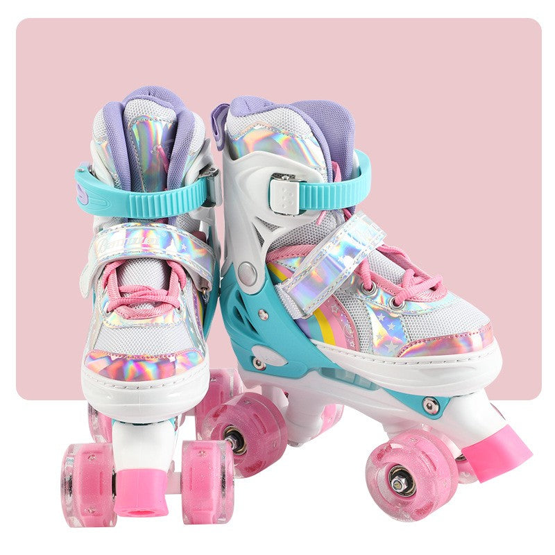 Patins pour enfants Double rang Quatre roues Plein flash
