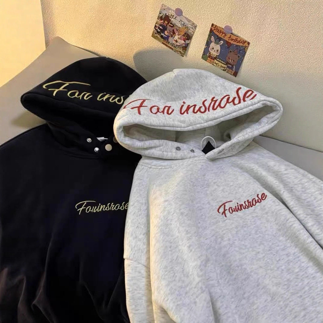 Homme Pure Coton Hoodie avec lettres brodées style américain