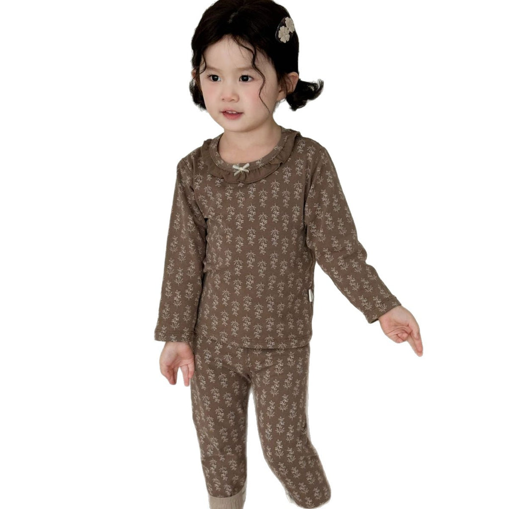 Ensemble de sous-vêtements thermiques en coton pur sans os pour garçons et filles