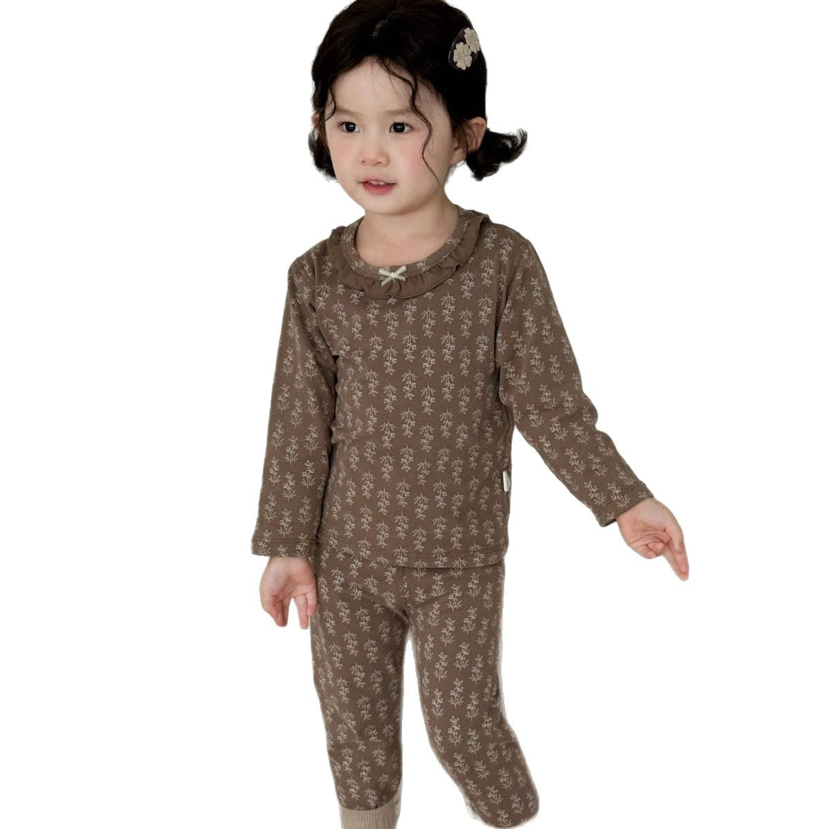 Ensemble de sous-vêtements thermiques en coton pur sans os pour garçons et filles