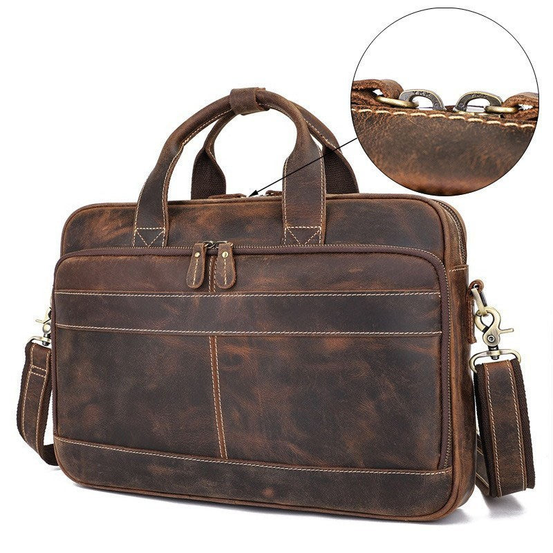 Sac à bandoulière multi-fonctionnel en cuir Crazy Horse Retro