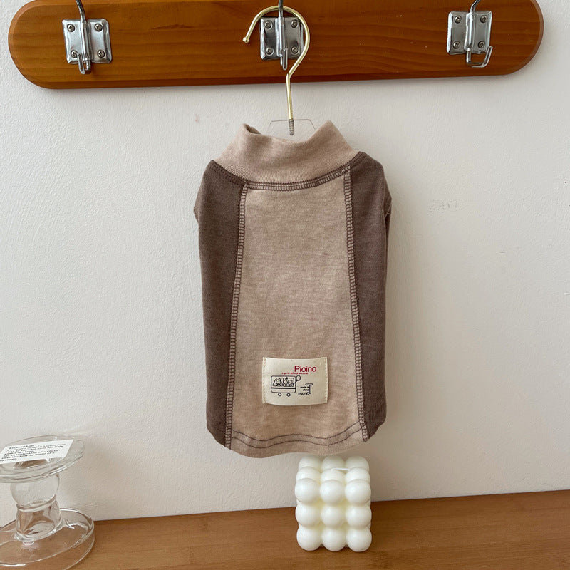 Couleur contrastante Manches Cotton Base Chemise Pet