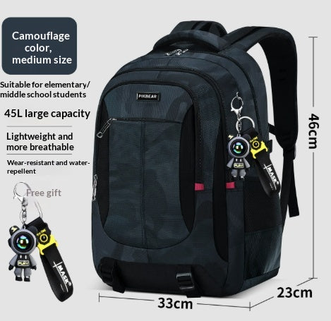 Sac à dos pour les étudiants de l'école moyenne et secondaire masculine Grande capacité Camouflage Design