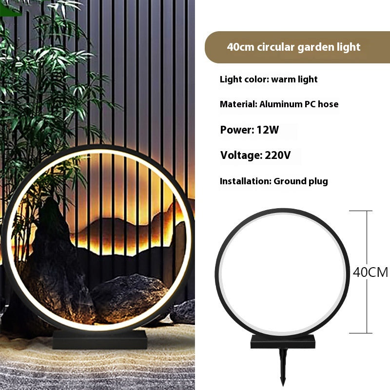 Courtyard pelouse lampe extérieur étanche simple anneau rond lampe de paysage