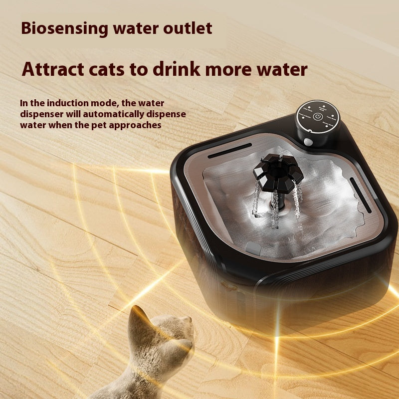 Distributeur d'eau pour animaux en acier inoxydable Induction sans fil Sortie d'eau automatique