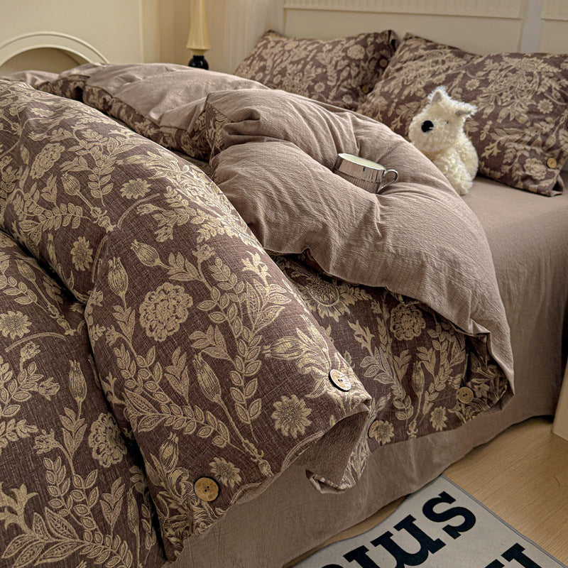 Ensemble de quatre pièces en coton épais pour l'automne et l'hiver