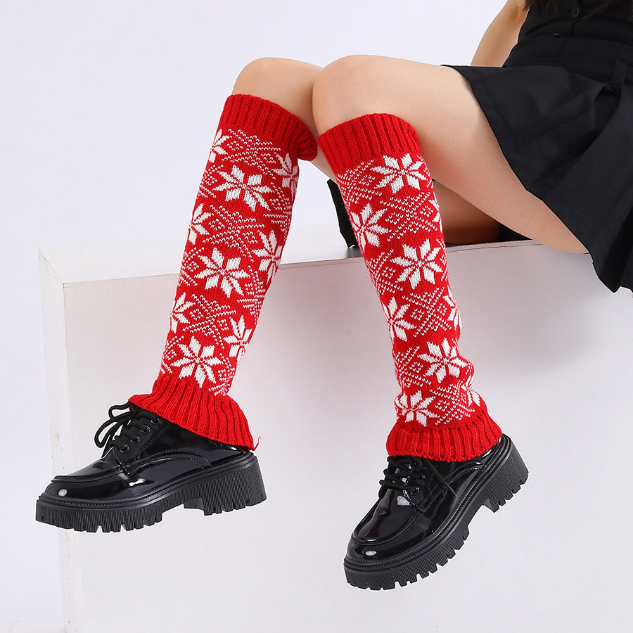 Filles Femmes flocons de neige Imprimer Automne Hiver Dame Longueur du genou Leggings Épaisseur chaud Femelle Soft
