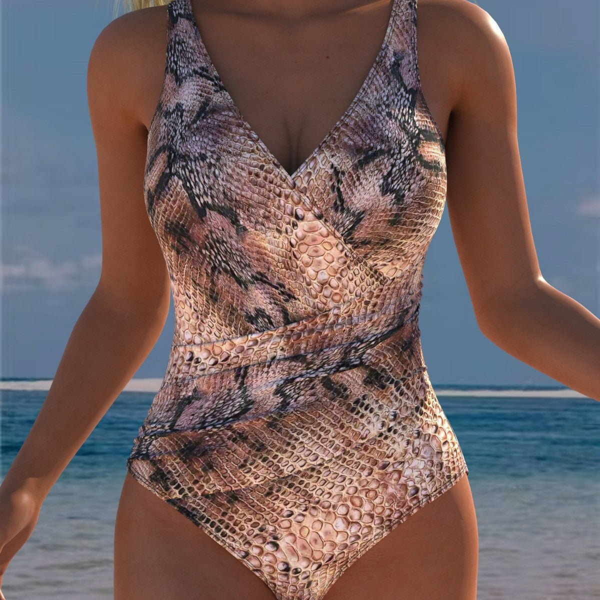 Femmes Une pièce Deep-V Sexy Strap maillot de bain