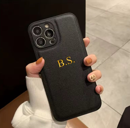 Personnalisé Or-embossed Nom Luxury Leather Phone Case