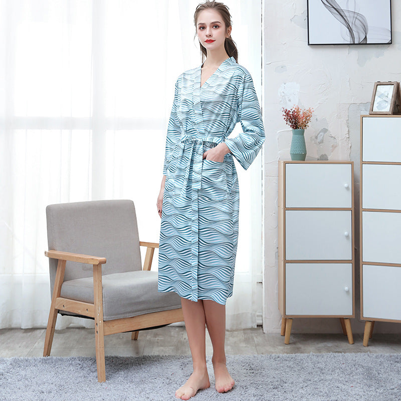 Ice-silk Thin-printed Home Peignoir