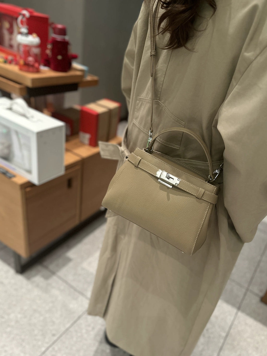 Sac en cuir Kelly Style simple haut de gamme premier-layer Cowhide Petit sac carré