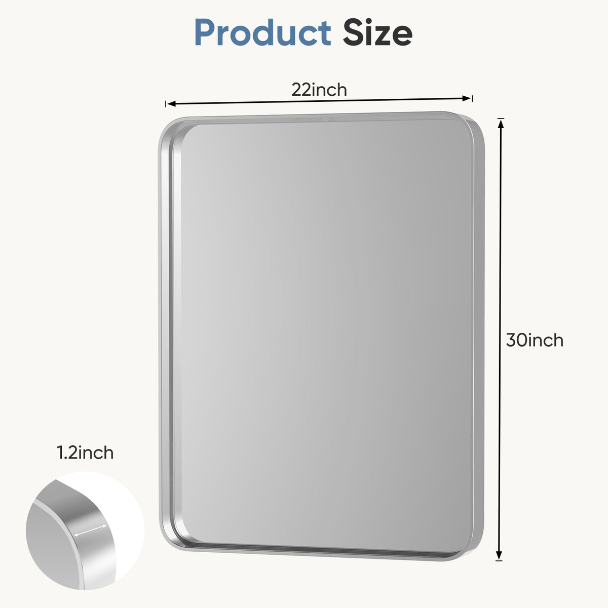 Miroir mural avec cadre en métal rectangulaire