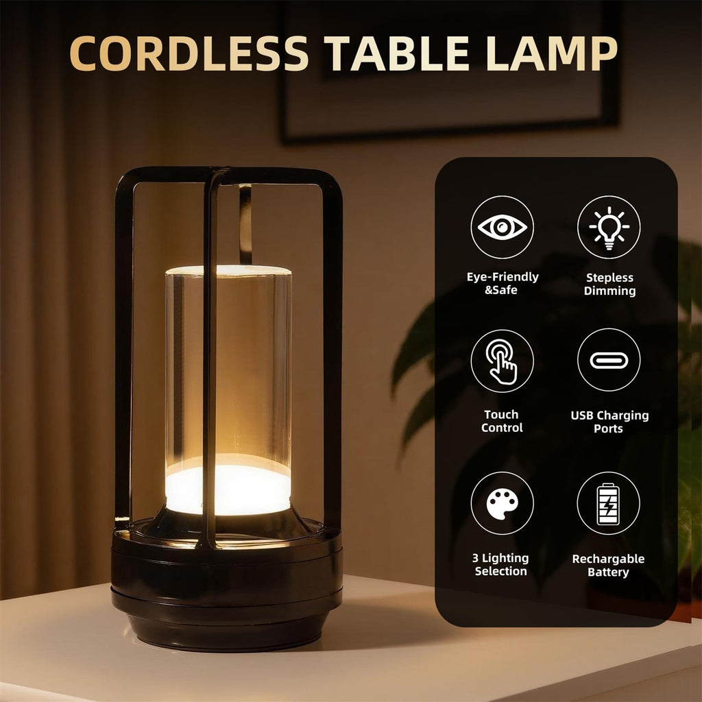 Lampe de table à commande tactile portable 2pcs avec batterie de 5000mAh