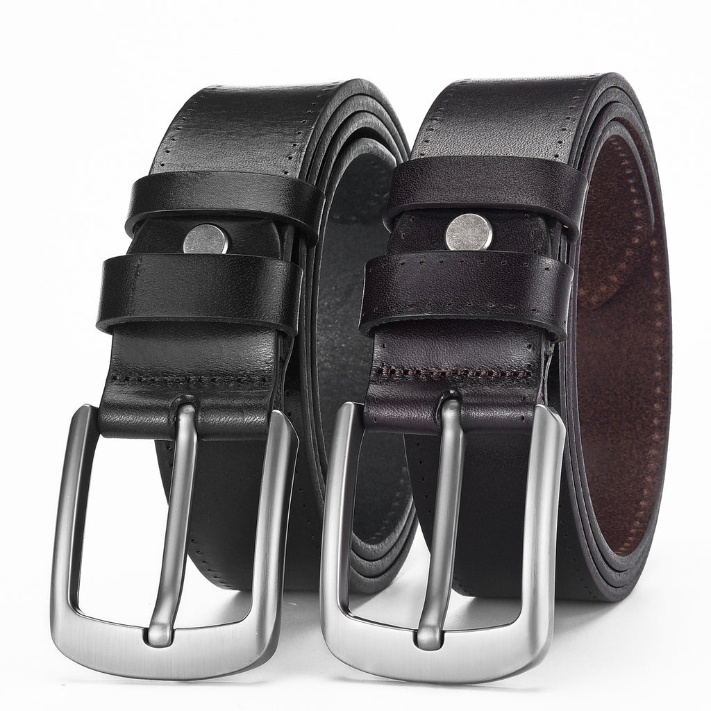Ceinture de cuir de vache de première couche en alliage d'épingle pour hommes
