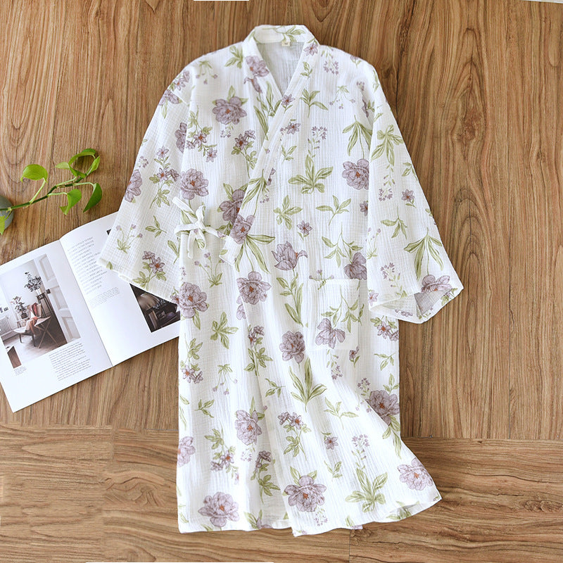 Women's Gauze Kimono Robe and Nightgown