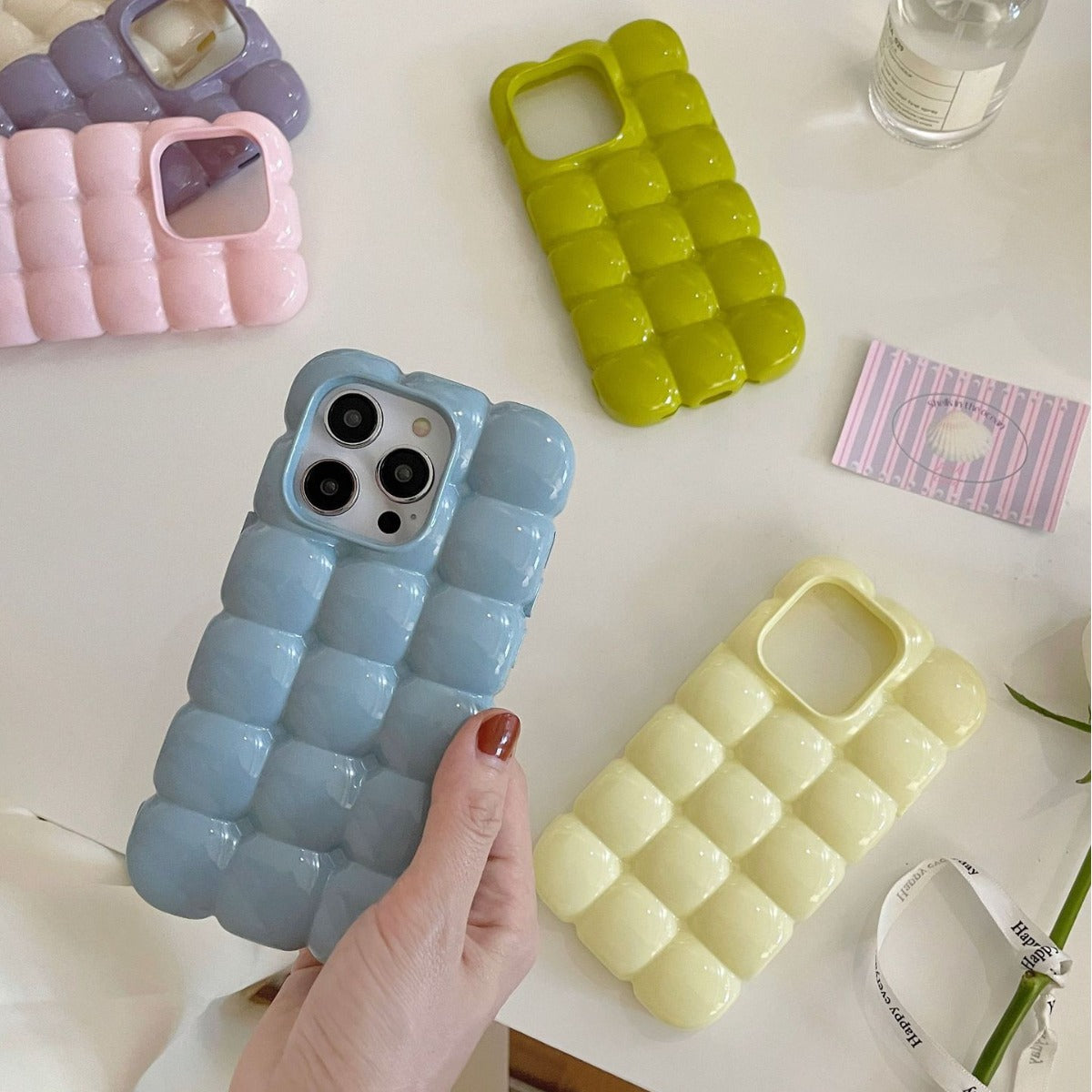 Coque de téléphone de gaufre d'oeuf de macarons de couleur solide