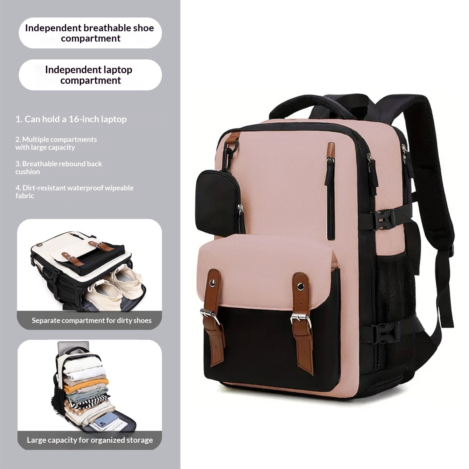 Sac à dos pour ordinateur portable de voyage étudiant de grande capacité