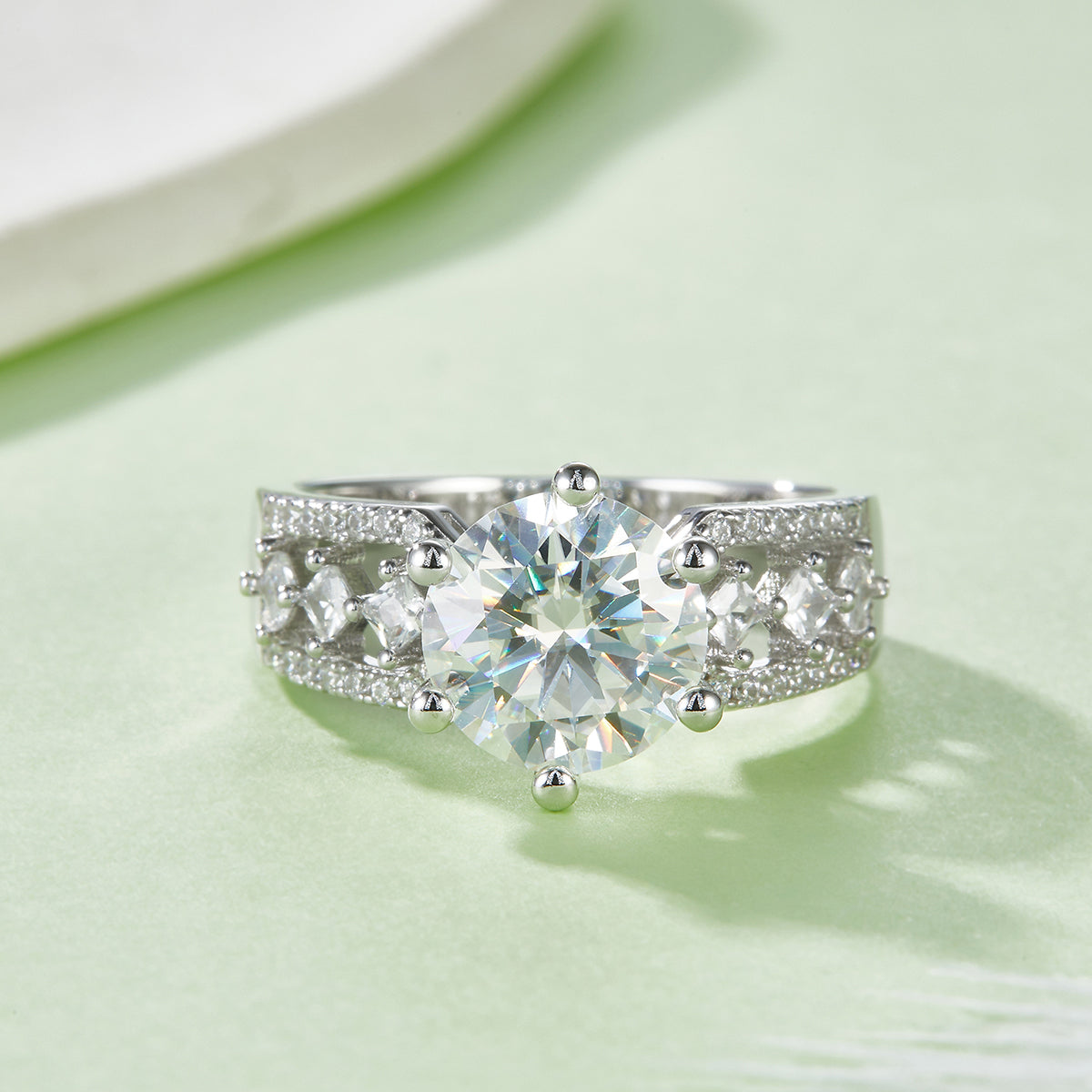 S925 Argent Sterling 3ct Anneau de Moissanite