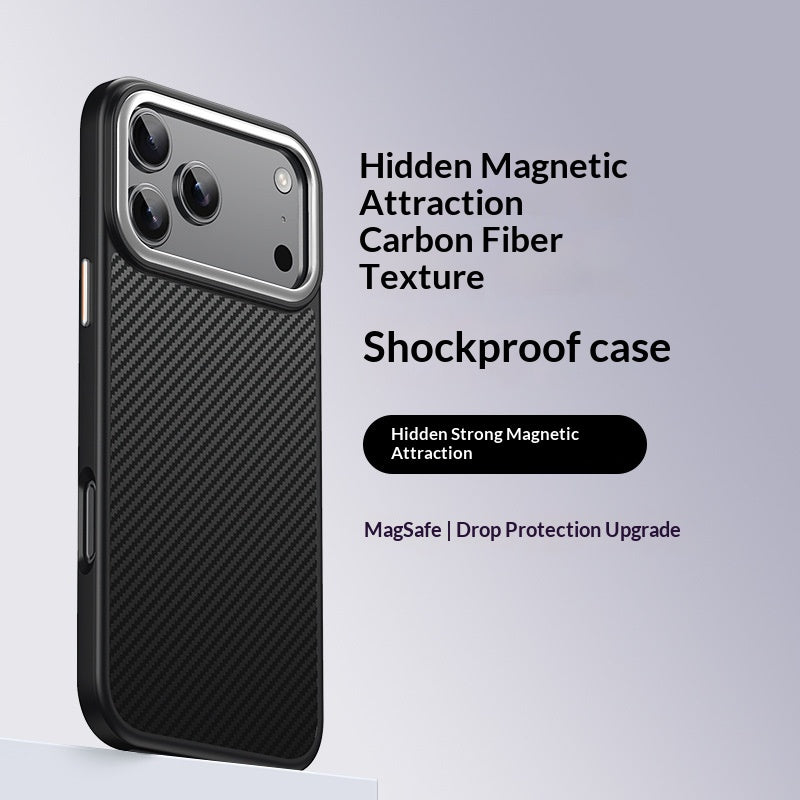 Boîtier de téléphone en fibre de carbone avec une pièce magnétique de type peau