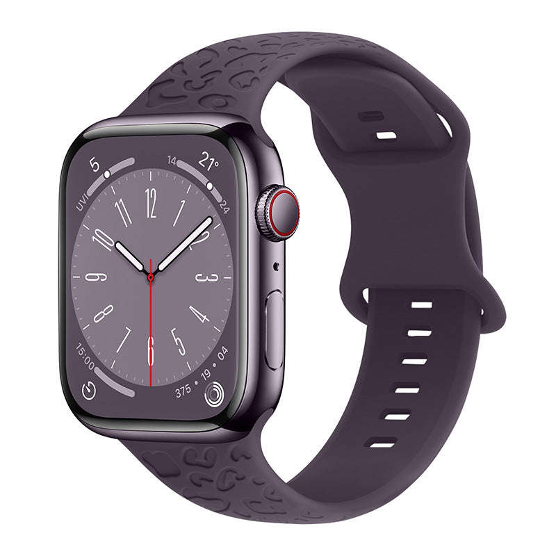 Applicable à Iwatch1-9 Generationultra3 Solid Color Leopard 8 mots Bracelet en silicone Buckle