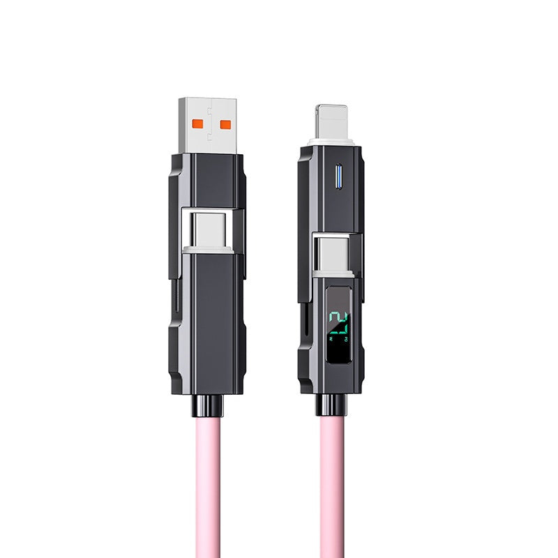 Super Fast Charge Portable PD27W100W Silicone LED affichage numérique à deux brins deux câble de données