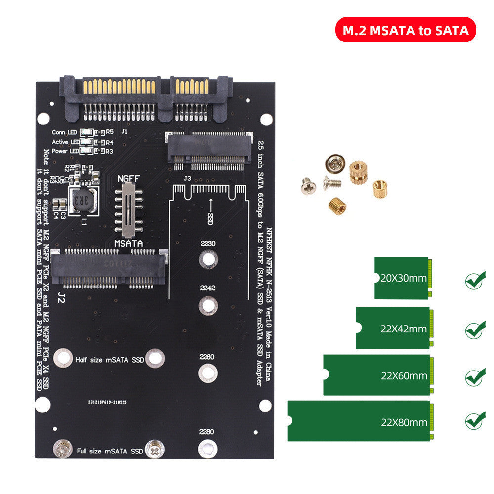 SATA3 à M2 carte de conversion SSD NGFF MSATA carte adaptateur tableau
