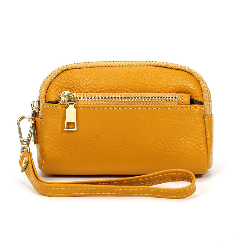 Minimalist Mini poche en cuir avec trois fermetures à glissière