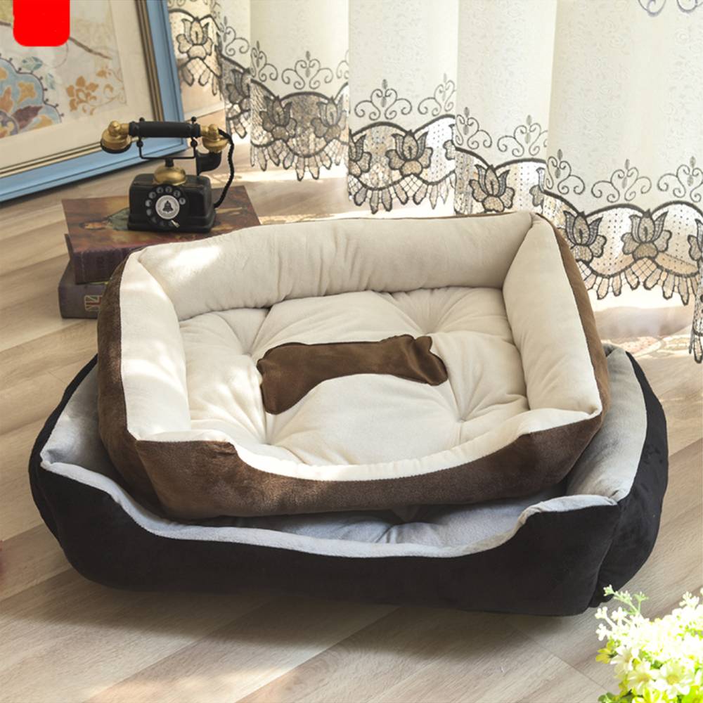 Grand lit de chien chaud en peluche tapis lavable calmant coussin pour chiot pour chien chat
