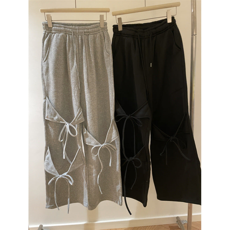 Retro street style wide-leg lace pants