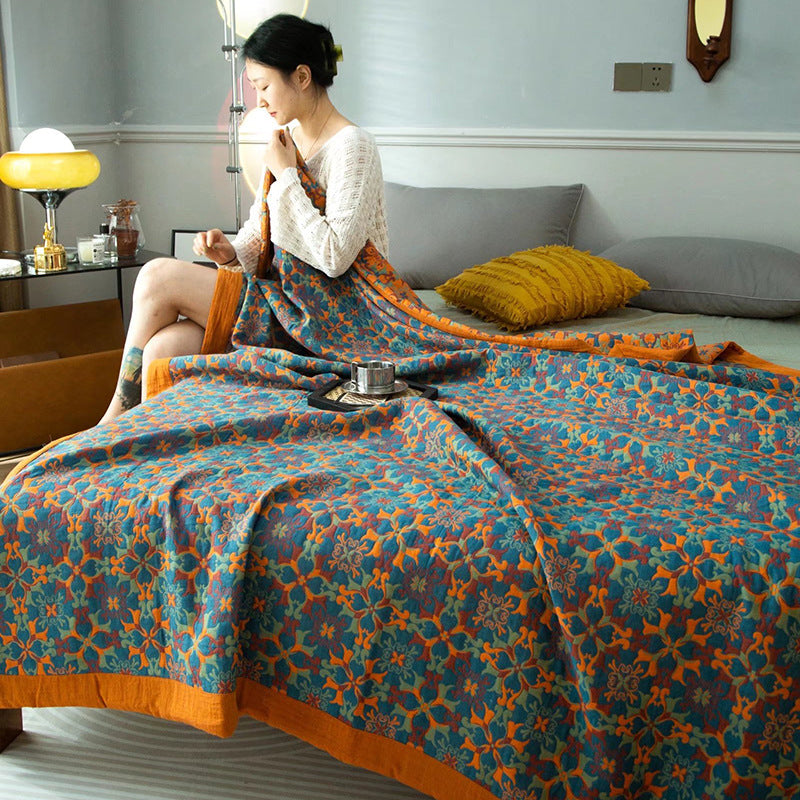 Pure Cotton Light Luxury Fil de trois couches Multi-fonctionnel Couverture Cotton Summer Qui