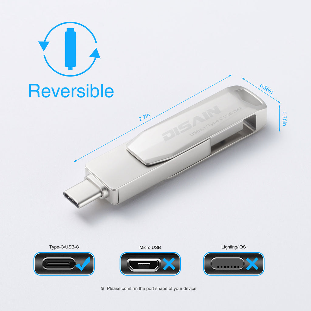 Type-C Metal Rotary Mobile USB Drive