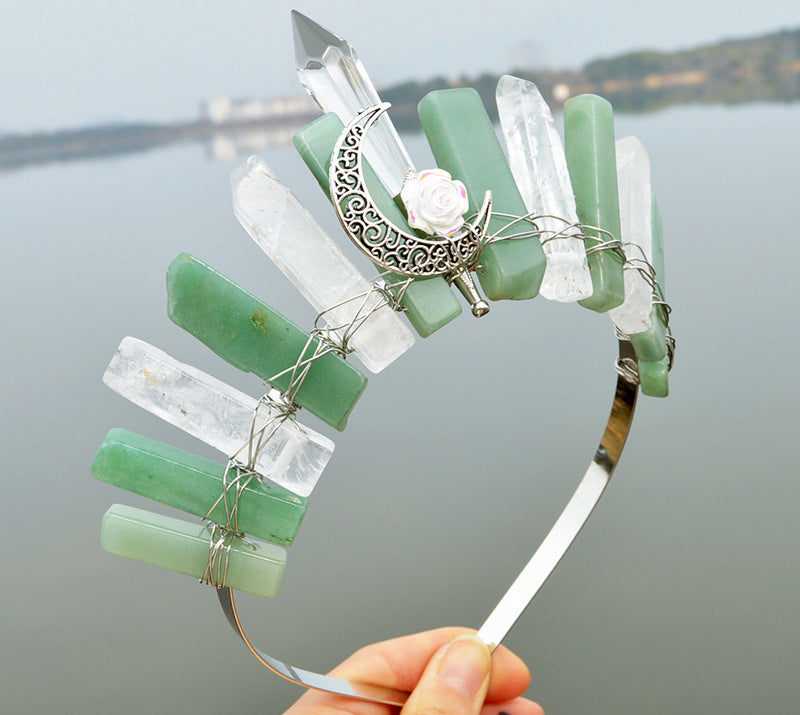 Crown Hair Accessoires naturels de colonne de cristal