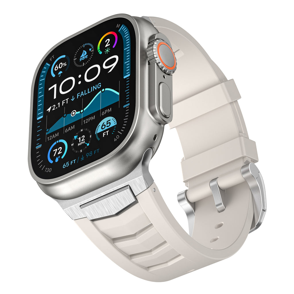 Bracelet de montre de sport en caoutchouc fluoré en alliage