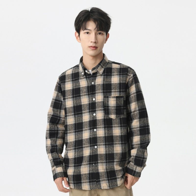 Chemise à volant brossé pour homme