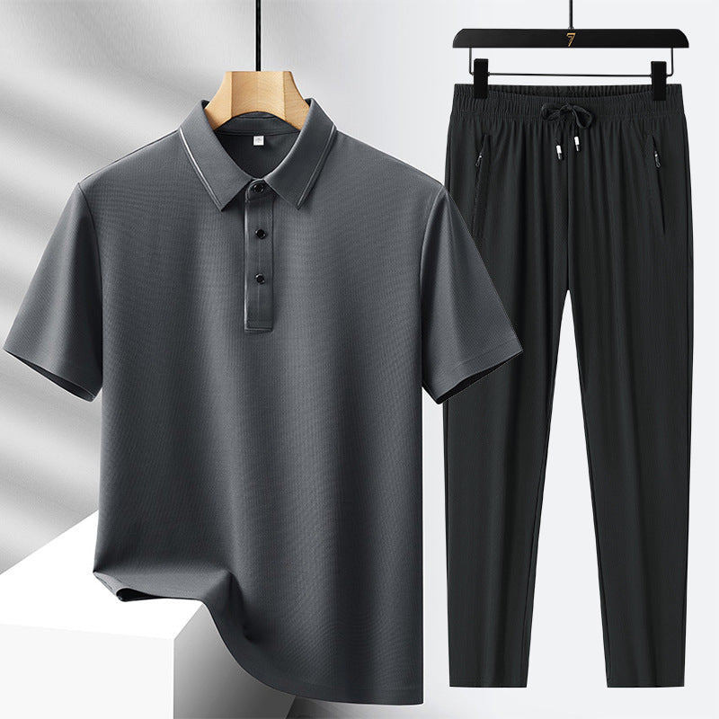 Polo sans couture de luxe haut de gamme en soie de luxe pour hommes Pantalon sport de loisirs
