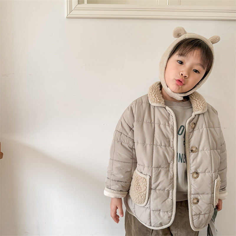 Veste rembourrée en coton à carreaux pour enfants