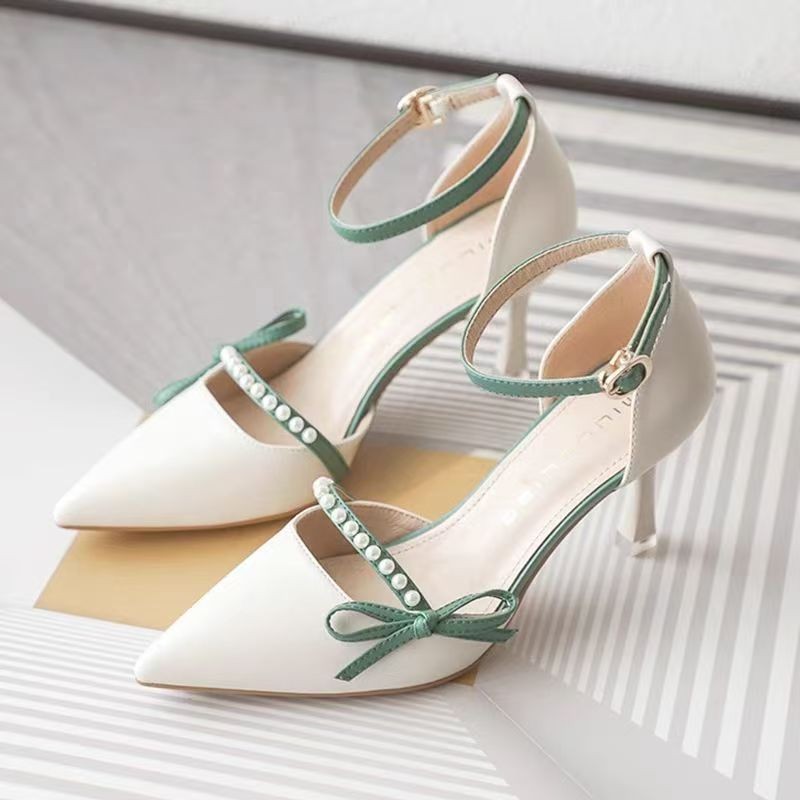 Femmes Été Confortable Versatile Une Sangle Nichée Pompes Français Stiletto Talons de bride