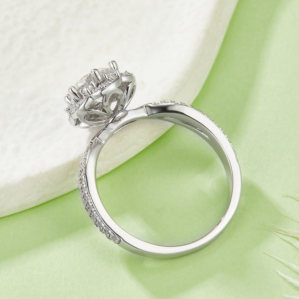 S925 Argent Sterling 1ct Anneau de Moissanite