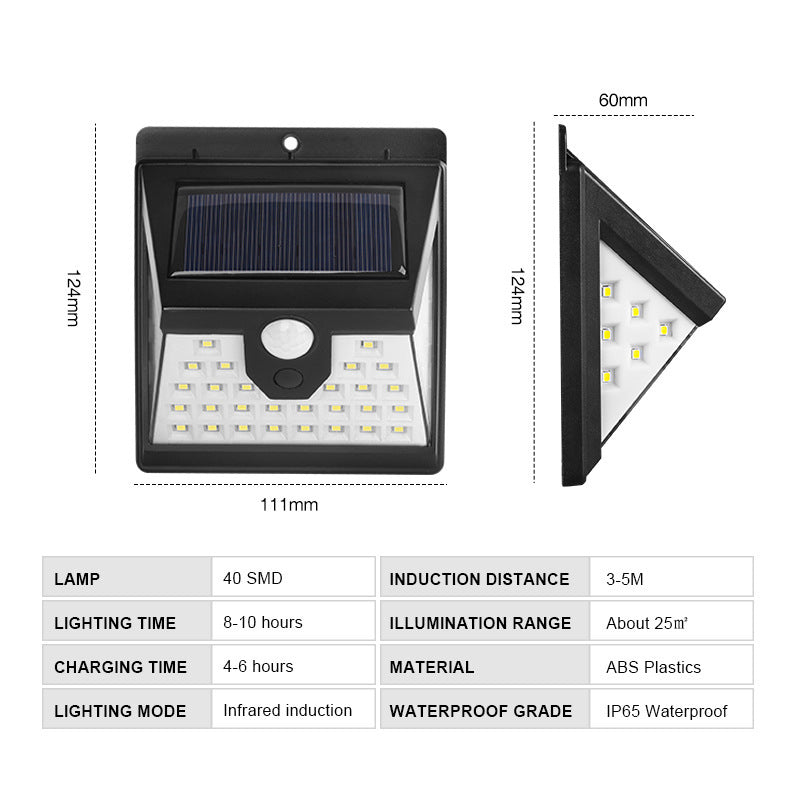 Lampe murale solaire extérieure minimaliste de ménage