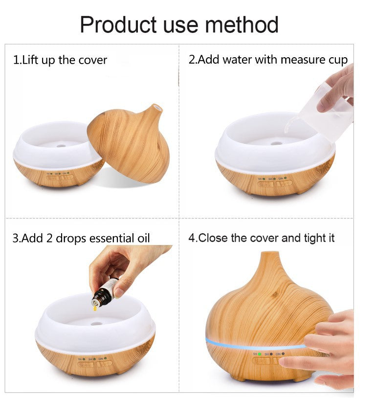 Grain de bois ultrasonique Humidificateur de sept couleurs pour la maison