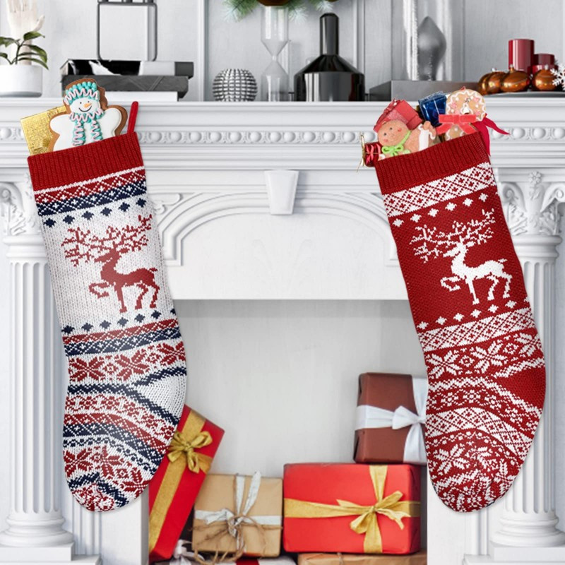 Classic Christmas Bas Brodé Polyester Décoration suspendue