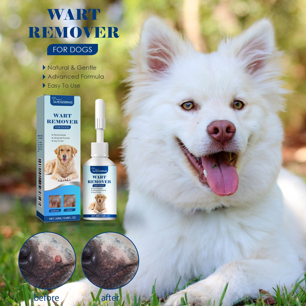 Yegbong Pet Solution de soins de la peau Étiquette de la peau et solution de soins de la peau