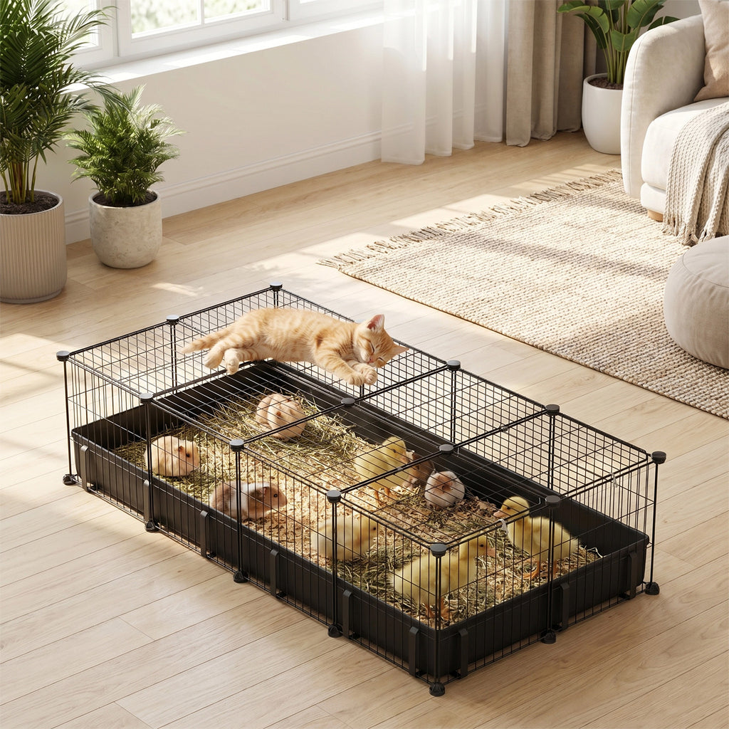 47x24x12IN Guinée Pig Cage Petit parc de jeux d'animaux Bricolage Boîtier pour animaux en métal avec 20 panneaux Wat