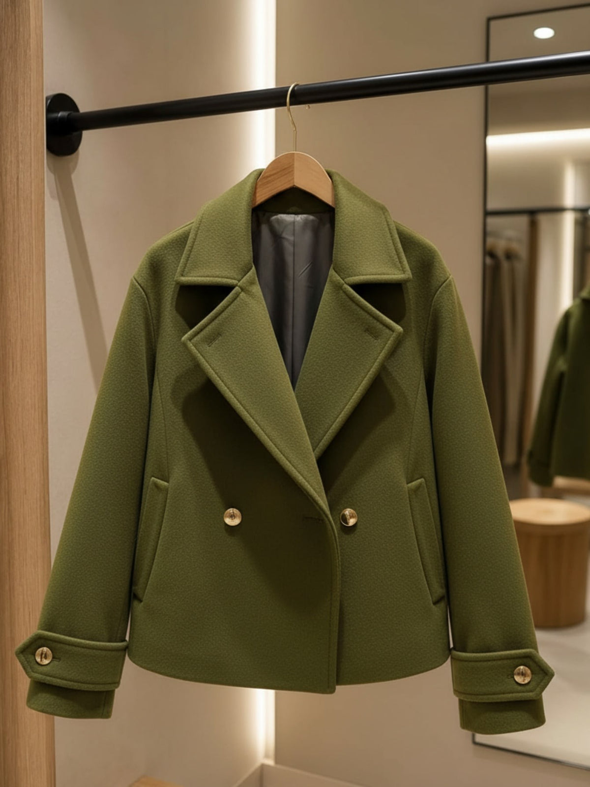 Manteau de laine à col encoché à deux seins