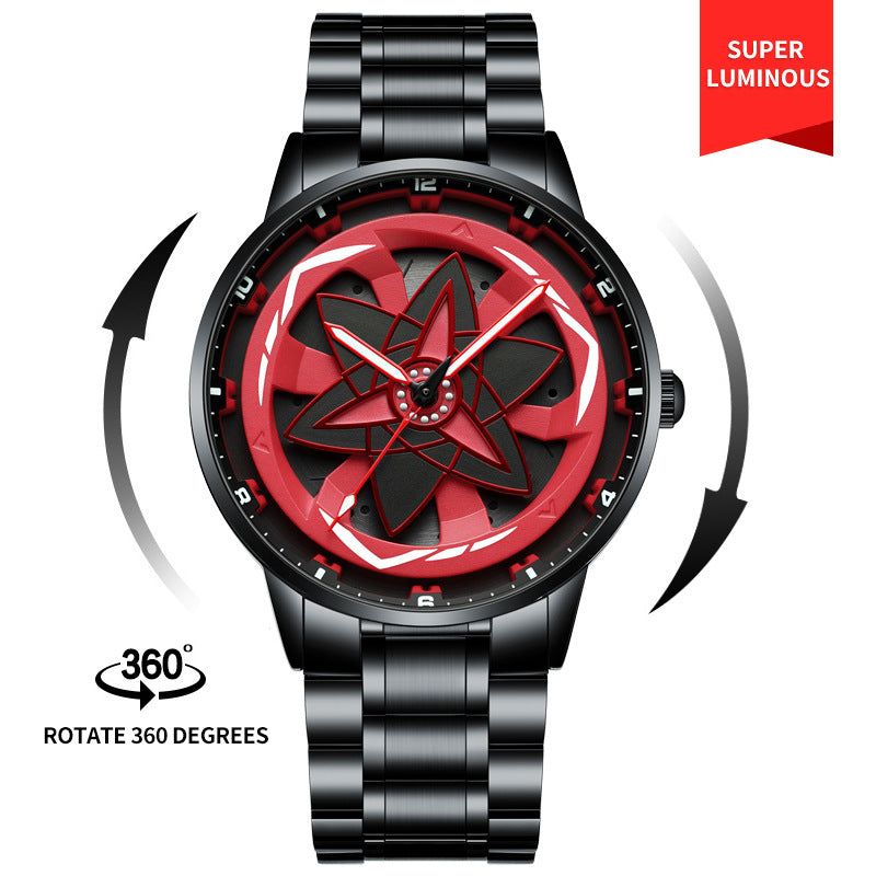 Three-dimensional waterproof quartz watch