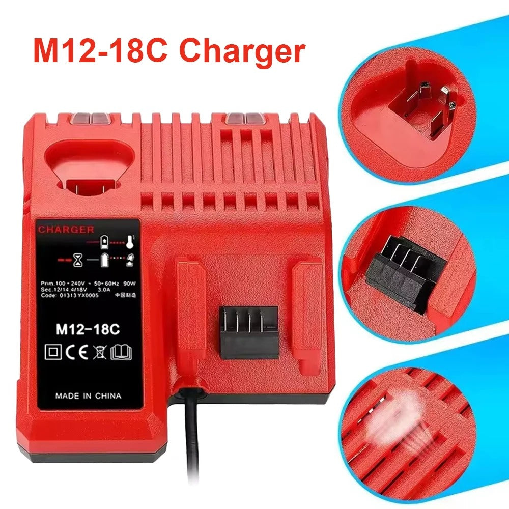 Chargeur de batterie Li-ion de remplacement Chargeur multitension pour Milwaukee M18 14,4V-18V 48-11